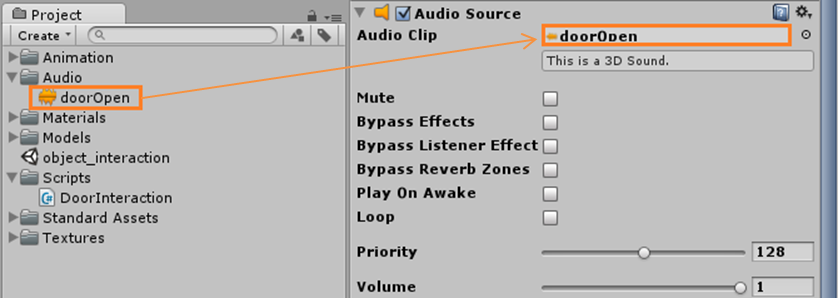 Add Audio Source to door object