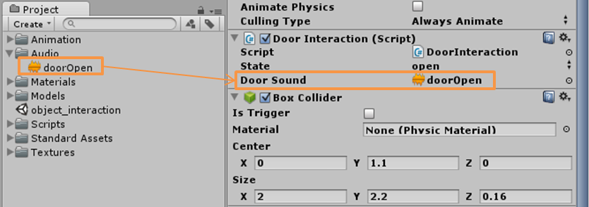 Add Audio Source to door object