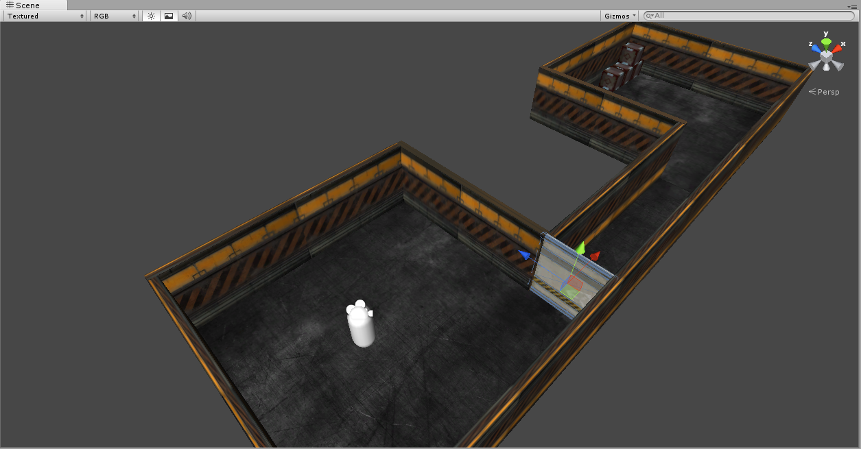 Scene setup: 2 rooms, a door and First Person Controller.